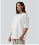 Basic Round Neck Cap Sleeve Ruched Curved Hem Yoga Sports Top — photo 2