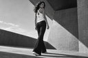 monochrome flare trousers
