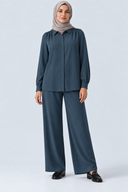Navy Blue Tow-Piece Long-Sleeve Set