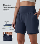Airy Super High Waisted Tummy Control 2-in-1 Cool Touch Yoga Shorts with Pockets — photo 1