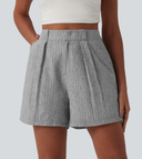 High Waisted Casual Linen-Feel Baggy Shorts with Pockets — photo 1