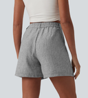 High Waisted Casual Linen-Feel Baggy Shorts with Pockets — photo 2