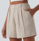 High Waisted Casual Linen-Feel Baggy Shorts with Pockets — photo 4