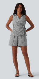 High Waisted Casual Linen-Feel Baggy Shorts with Pockets — photo 6