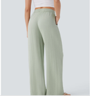 High Waisted Drawstring Pocket Wide Leg Casual Linen-Feel Pants — photo 2