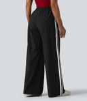 High Waisted Drawstring Wide Leg Stripe Casual Pants with Pockets — photo 2