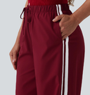 High Waisted Drawstring Wide Leg Stripe Casual Pants with Pockets — photo 3
