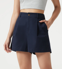 High Waisted Work Chino Cotton Shorts with Pockets — photo 1