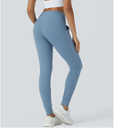 Plush High Waisted Drawstring Pocket Plain Full Length Joggers — photo 2