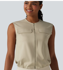 Round Neck Zip Fly Relaxed Work Tank Top — photo 1